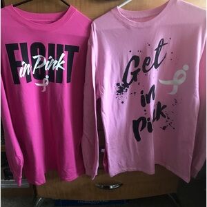 Women's Pink Long-Sleeve Graphic Tee - Fight in Pink